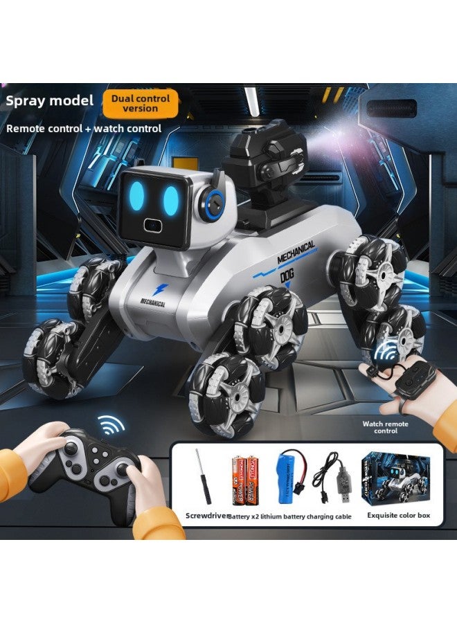 Children's Remote Control Car Electric Intelligent Robot Dog Toy Children's Car Eight Wheel Gesture Three Induction Boy Robot-Colour:Spray Dual Control  Eight-wheel Stunt Robot Dog-Specification:1 Set Of Lithium Batteries + Remote Control Battery + Screwdriver + Exquisite Gift Box + Warranty - Image 1