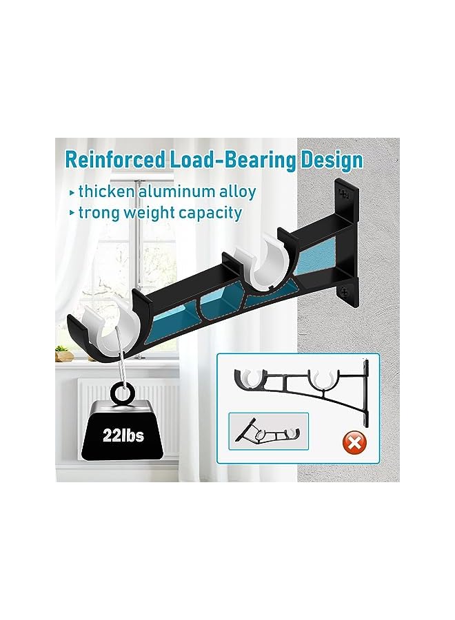 erorex Double Curtain Rod Bracket, Curtain Rod Brackets, Heavy Duty Curtain Rod Holder for 1Inch Curtain Rods, Curtain Rod Hooks for Wall Black Double Curtain Brackets Hook, Set of 3 Drape Rod Bracket  - Image 5