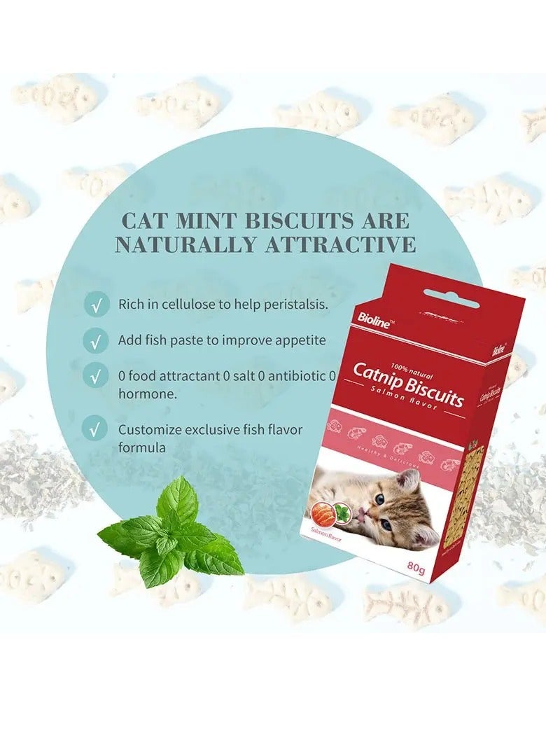 Bioline Catnip Biscuits Salmon Flavour 80g - Image 2