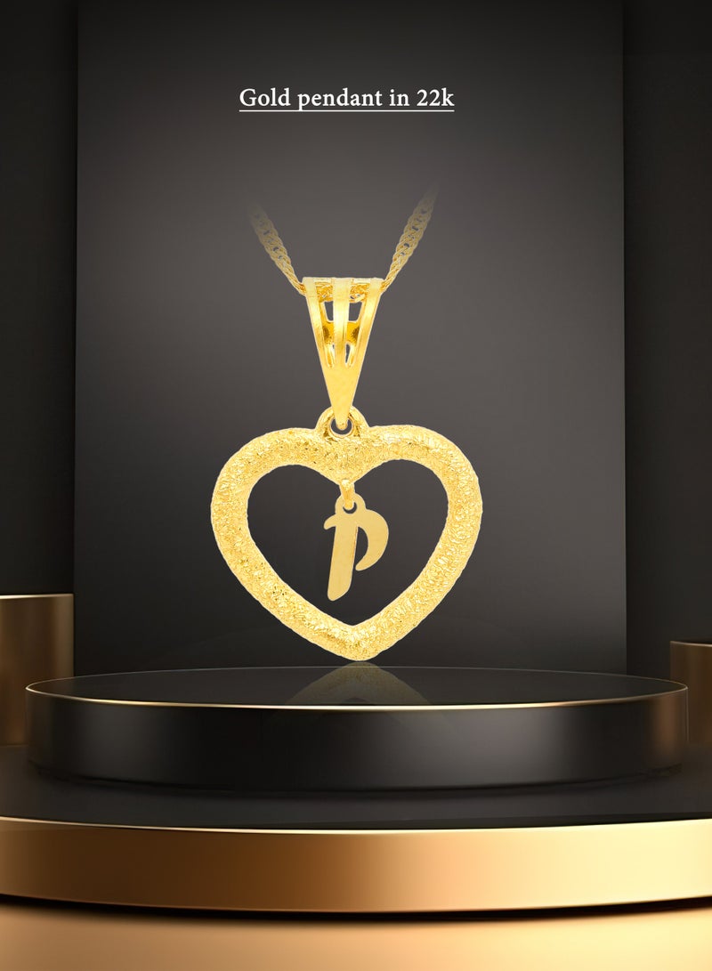 BAFLEH JEWELLERY Golden Heart 'P': 22kt Gold Pendant for Special Moments - Image 4