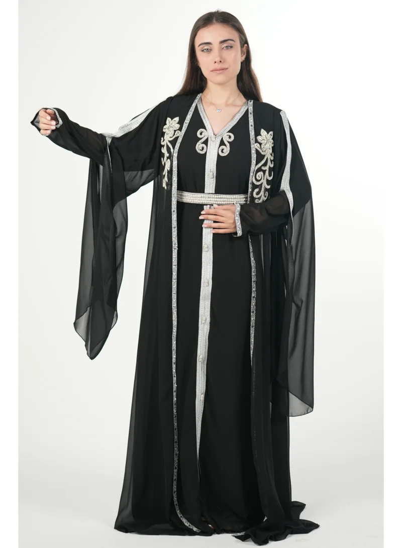 AL BENT AL SHARQIEH embroidered chiffon kaftan dress