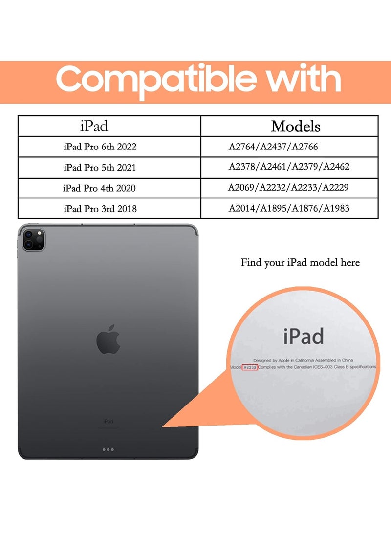 ميجوفاست حافظة iPad Pro مقاس 12.9 بوصة 6th/5th/4th/3rd حافظة iPad Pro 12.9 بوصة 2022/2021/2020/2018 غطاء خلفي صلب من البولي كربونات مع حامل قلم رصاص يدعم الجيل الثاني لشحن القلم الرصاص والاستيقاظ التلقائي/النوم البرتقالي - Image 2