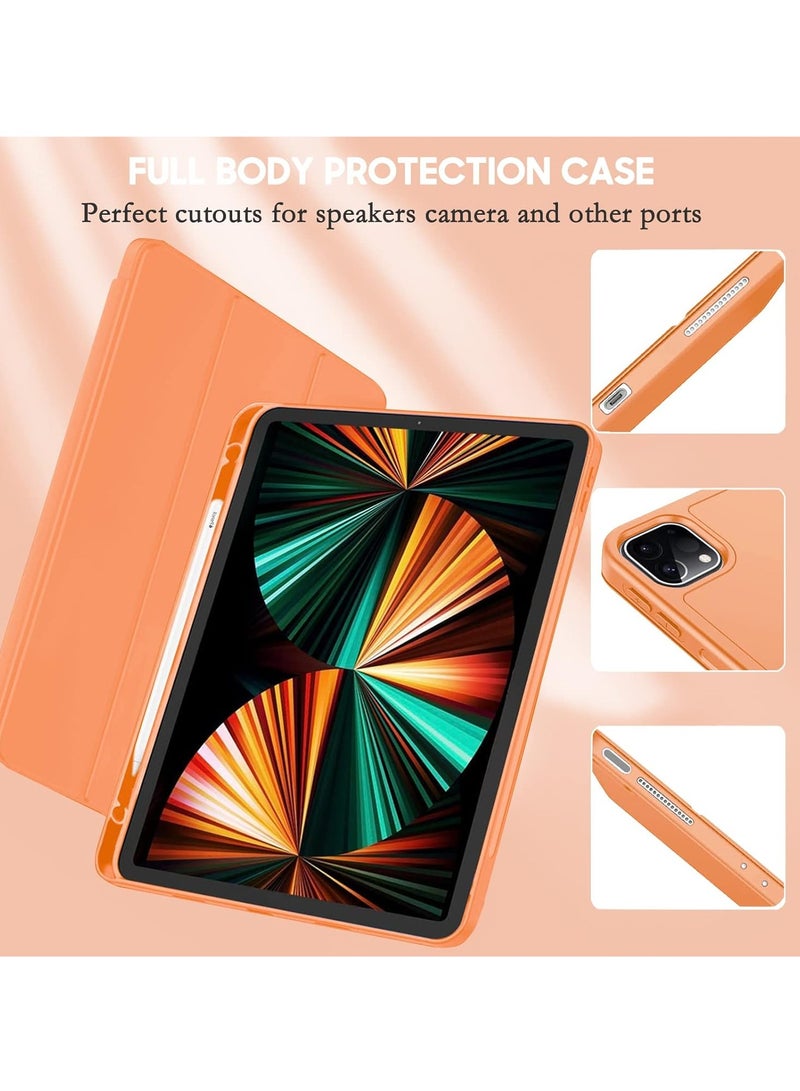 ميجوفاست حافظة iPad Pro مقاس 12.9 بوصة 6th/5th/4th/3rd حافظة iPad Pro 12.9 بوصة 2022/2021/2020/2018 غطاء خلفي صلب من البولي كربونات مع حامل قلم رصاص يدعم الجيل الثاني لشحن القلم الرصاص والاستيقاظ التلقائي/النوم البرتقالي - Image 4