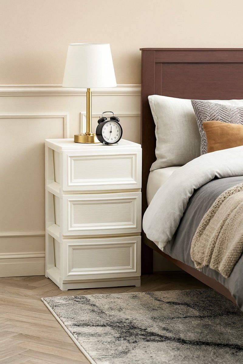 المفرج خزانة بـ 3 أدراج أبيض 42×34×63 سم - Image 1