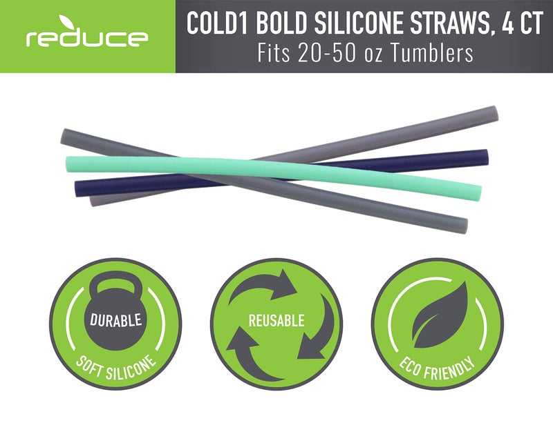 Reduce Reusable Silicone Straws, Assorted Colors, Pack Of 4 Straws - Image 4