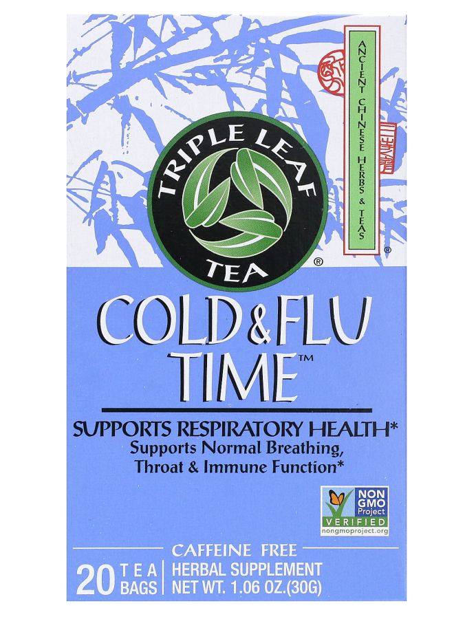 Triple Leaf Tea Cold & Flu Time Herbal Tea Caffeine Free 20 Tea Bags 1.06 oz (30 g)