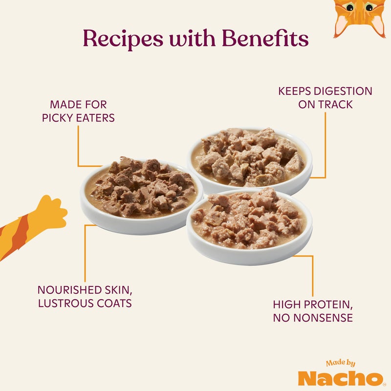 Made by Nacho Wet Cat Food Variety 12 Pack (3oz Each), Cage-Free Chicken, Sustainably Caught Salmon, Grass-Fed Beef with Bone Broth for Extra Hydration, Gravy Cut Pouches - Image 3