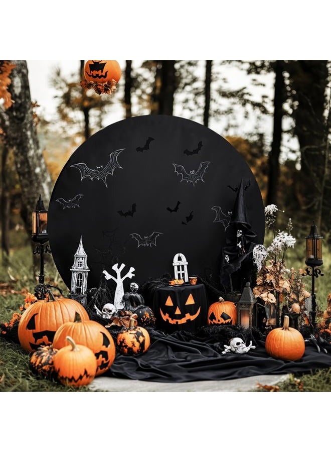 HELAKU Black 7.2ft Round Backdrop Cover - Spandex Material, Includes 2 Clips, for Birthday, Baby Shower, Wedding Decorations - Image 1