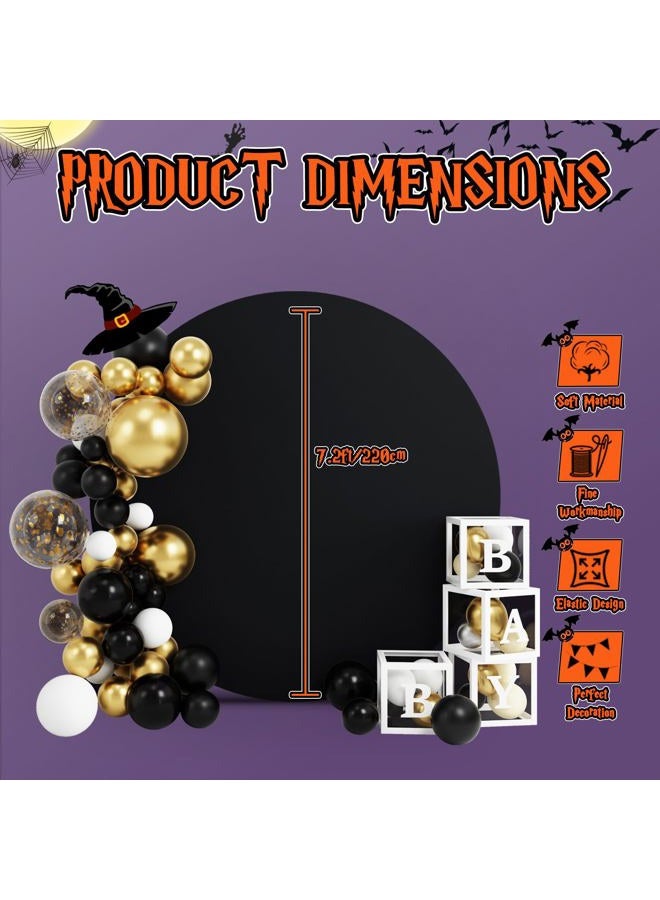 HELAKU Black 7.2ft Round Backdrop Cover - Spandex Material, Includes 2 Clips, for Birthday, Baby Shower, Wedding Decorations - Image 3