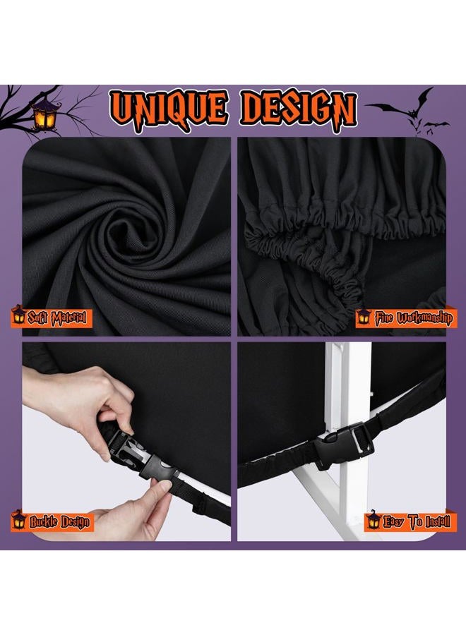 HELAKU Black 7.2ft Round Backdrop Cover - Spandex Material, Includes 2 Clips, for Birthday, Baby Shower, Wedding Decorations - Image 2