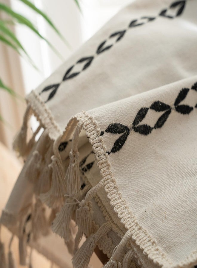 Deeprove Black and White Boho Curtains 84 inches Length for Living Room Bedroom Nursery, Vintage Chic Bohemian 84 inches Long Stripe Embroidery Farmhouse Tassel Privacy Window Decor W52 x L84, 1 Panel - Image 4