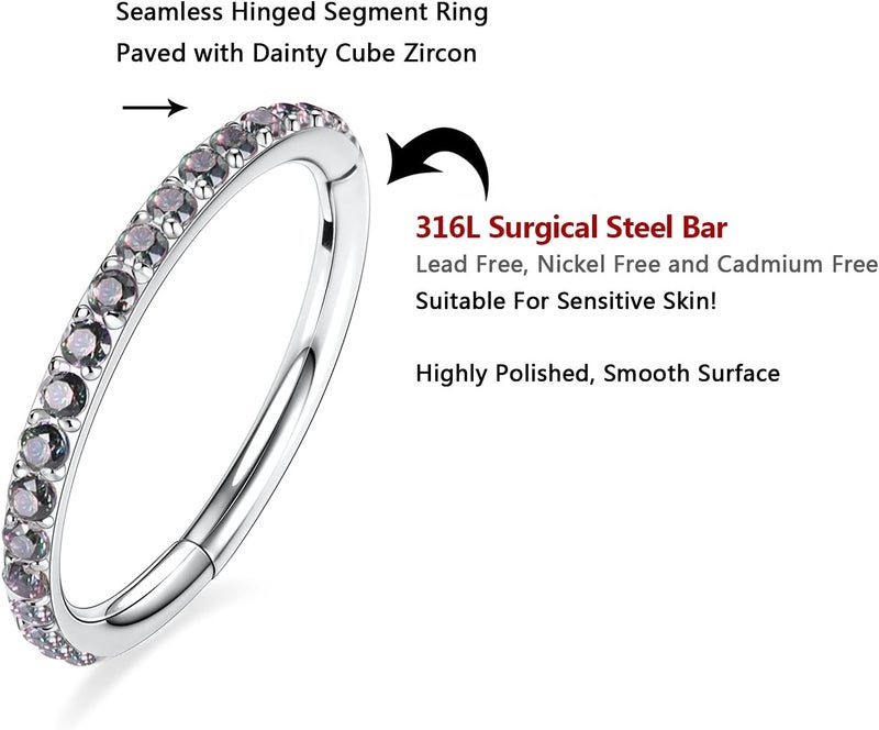 FUNLMO Store 20G 18G 16G 12G Nose Ring Hoop Conch Rook Daith Helix Tragus Piercing Jewelry 316L Surgical Steel Cartilage Earring Conch Hoop Earring Septum Jewelry Belly Lip Ring 5mm to 14mm - Image 2