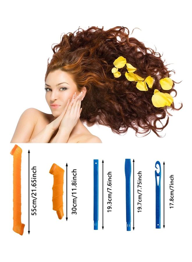 NIBEMINENT 40-Piece Heatless Spiral Hair Curler Set Pink/Orange/Blue - Image 2