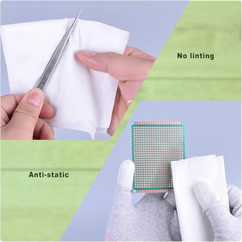 SCHOFIC Polyester Lint Free Cleanroom Wipes, 9" Length x 9" Width, White (30) - Image 5