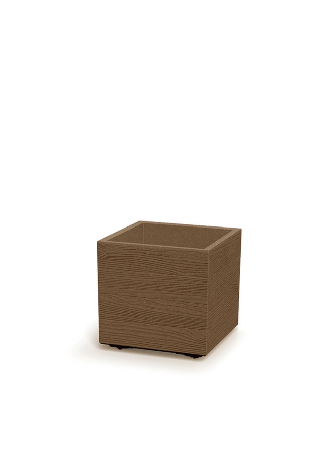 بروسبير بلاست أصيص بشكل مربع إيكو خشبية بعجلات، لون بني، 31.5 لتر، DMA400W-4665W