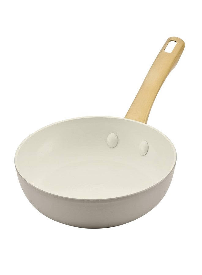 Farberware Forged Induction Ceramic Nonstick Fry Pan/Skillet, Dishwasher Safe, Gold Color Stainless Steel Handle, 8.25 Inch Frying Pan - Taupe - Image 1