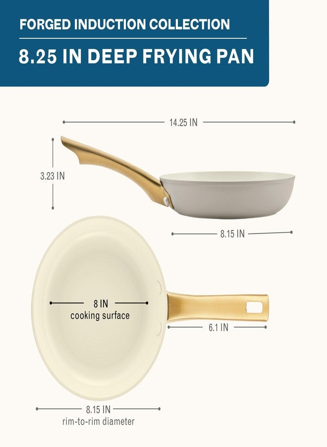 Farberware Forged Induction Ceramic Nonstick Fry Pan/Skillet, Dishwasher Safe, Gold Color Stainless Steel Handle, 8.25 Inch Frying Pan - Taupe - Image 2