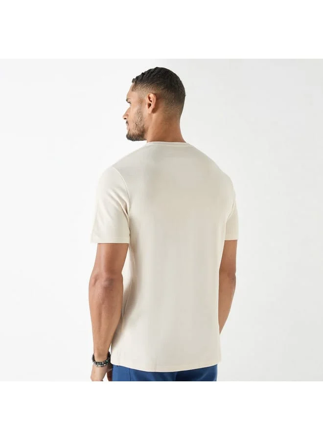 Iconic Iconic Textured Crew Neck T-Shirt with Short Sleeves