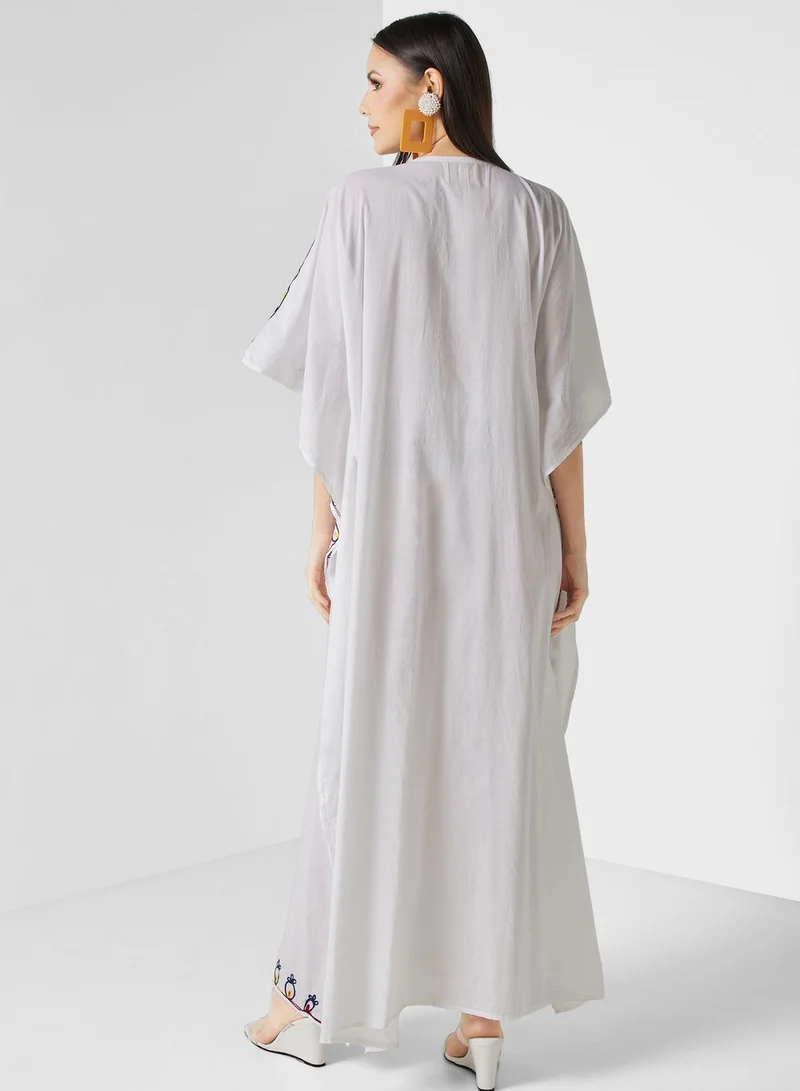 ARABIAN CLOSET Embroidered Cape Sleeve Kaftan