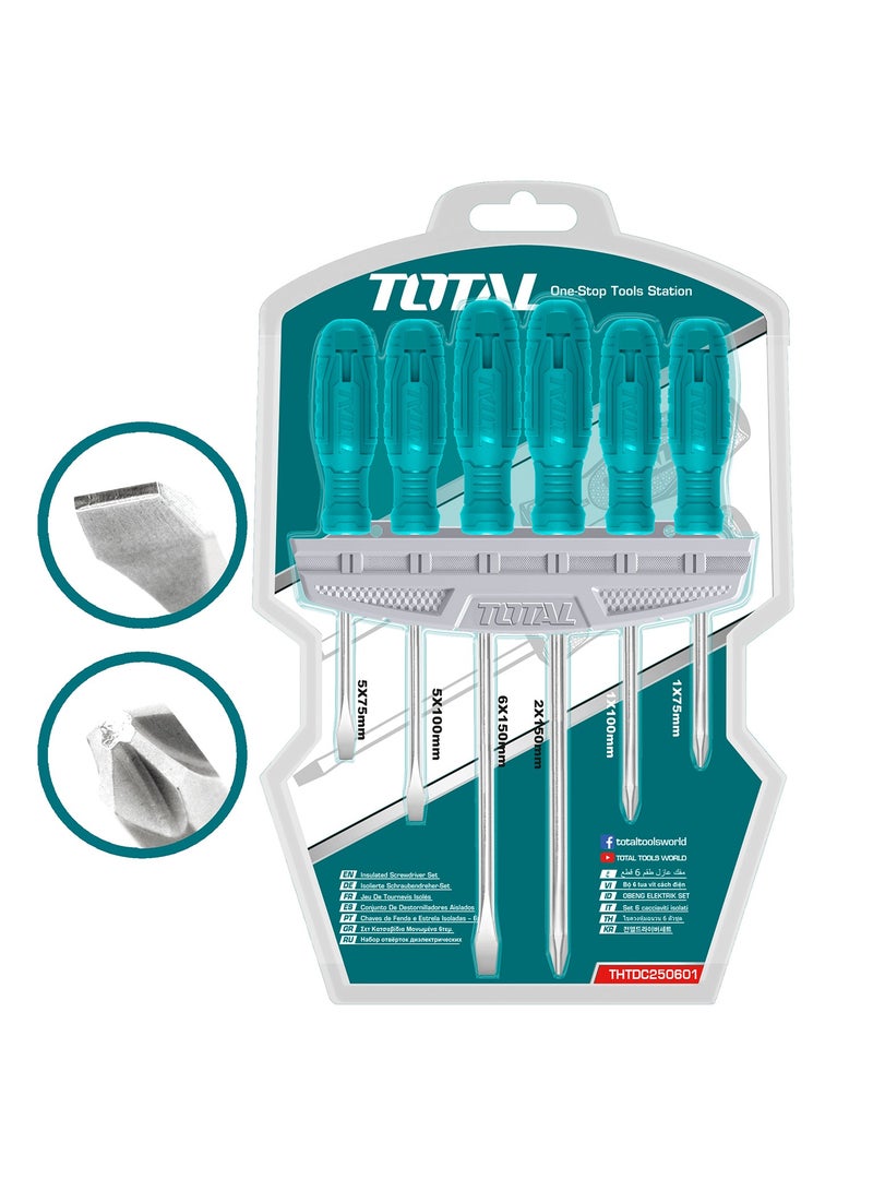 TOTAL 6 pcs Screwdriver Set Flat THTDC250601 - Image 2