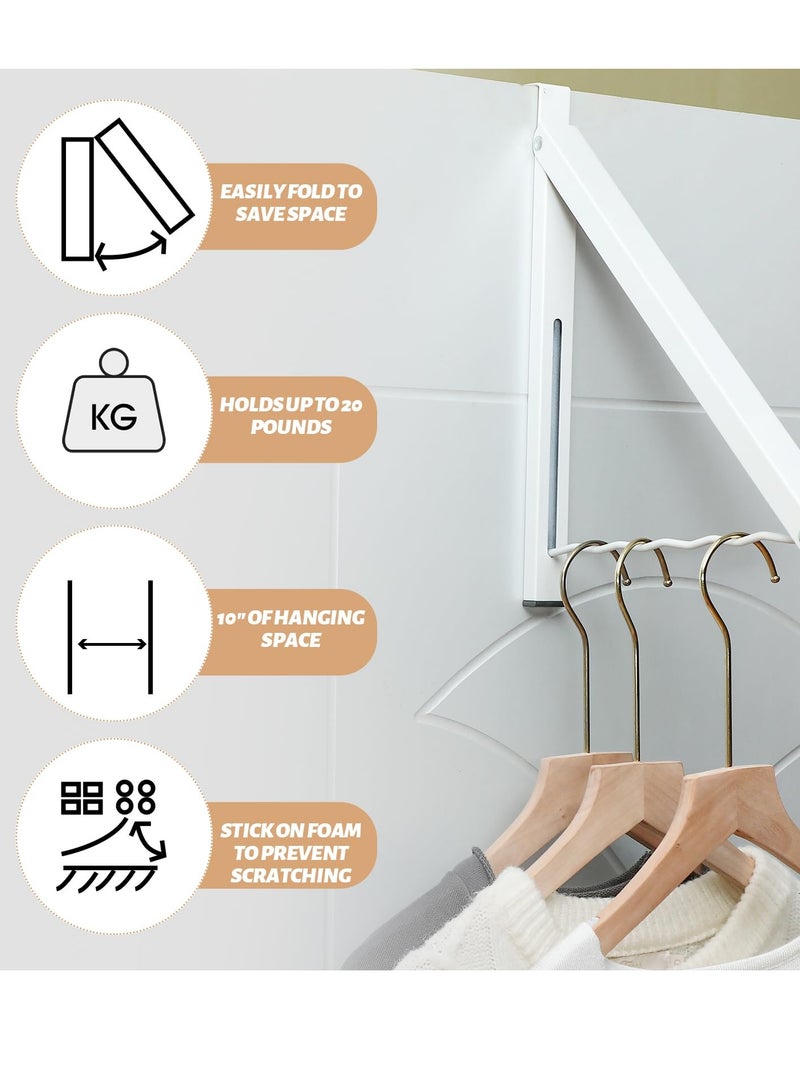 Over the Door Hooks, Over the Door Hanger Organizer, Foldable Single Closet Hanger Hooks, for Hanging Coats Hats Robes Towels Bathroom Bedroom Door Hangers (White) - Image 4