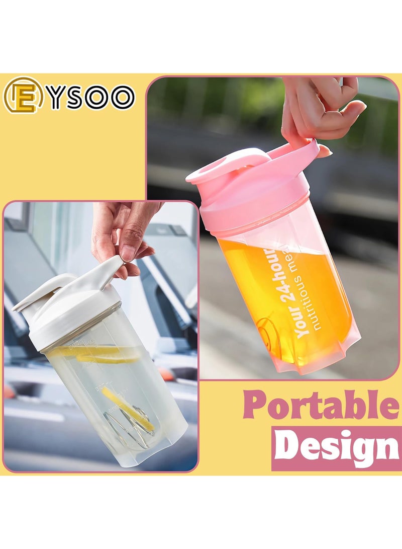  إيسو EYSOO زجاجة شاكر البروتين عبوتين - 500 مل / 17 أونصة - مانعة للتسرب وخالية من BPA - كوب رياضة لخلط البروتين (وردي + رمادي) - Image 5