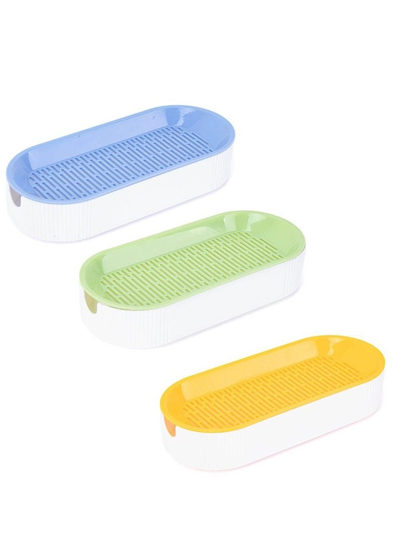 3PCS Household Cat Grass Planter, Plastic Catnip Cat Grass Box, Hydroponic Box Nursery Plants for Pet（blue, green, yellow） - Image 1