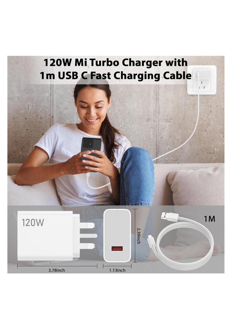 Generic 120 واط لشاحن Xiaomi Hypercharge Fast Wall Charger Block لـ Xiaomi 14 13 12 12t 12s Pro Lite Redmi Note K60 K50 12 11 Pro Plus Black Shark 3 4 5 Poco X5 F4 X4 Gt، Mi 6A USB Type C Cable  - Image 5