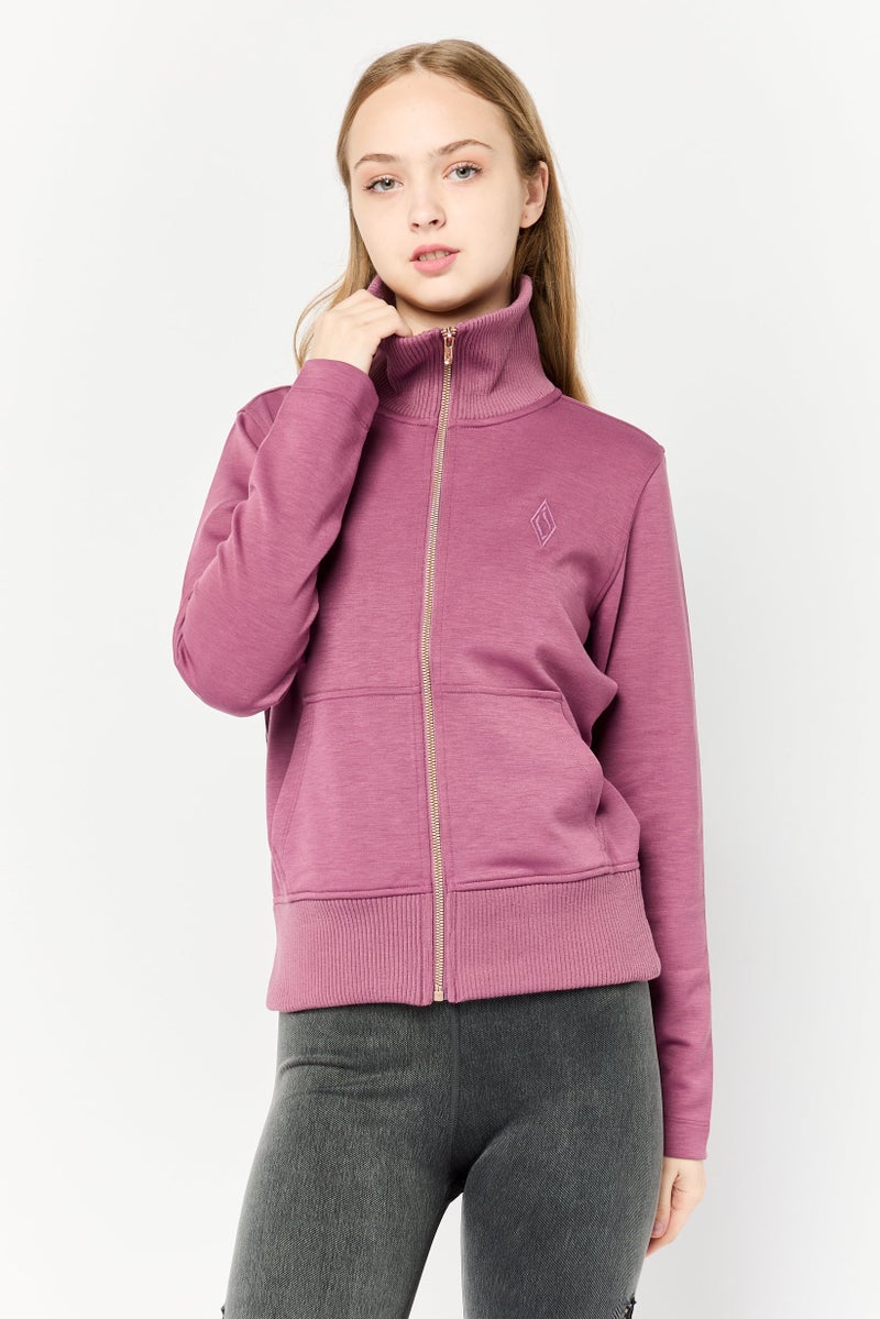 SKECHERS Women Sportswear Fit Full Zip Walking Sweatshirt, Dark Mauve - Image 1