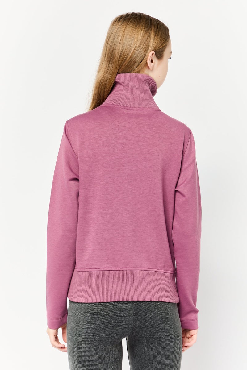 SKECHERS Women Sportswear Fit Full Zip Walking Sweatshirt, Dark Mauve - Image 3