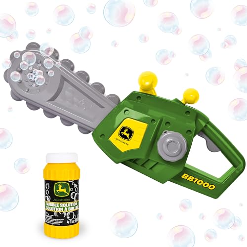 John Deere Motorized Bubble Chainsaw Toy for Kids Bubble Blowing Pretend Play Tool Toddler Bubble Blaster Machine Includes NonToxic Bubble Solution Ages 3 - Image 1