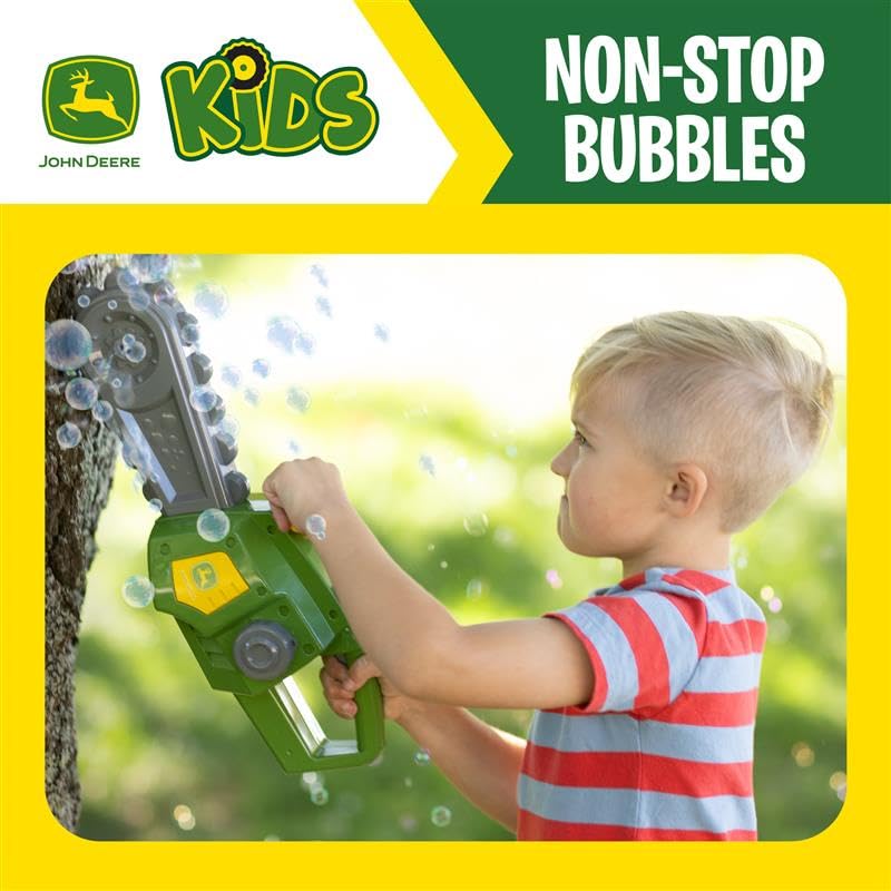 John Deere Motorized Bubble Chainsaw Toy for Kids Bubble Blowing Pretend Play Tool Toddler Bubble Blaster Machine Includes NonToxic Bubble Solution Ages 3 - Image 5