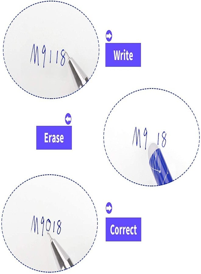 Craftacious Blue Ink Erasable Gel Pen Set with Attached Magic Wipe Eraser for Office Bank Home College Schools (0.5mm Nib Size) Gel Pen (Pack of 5) - Image 5
