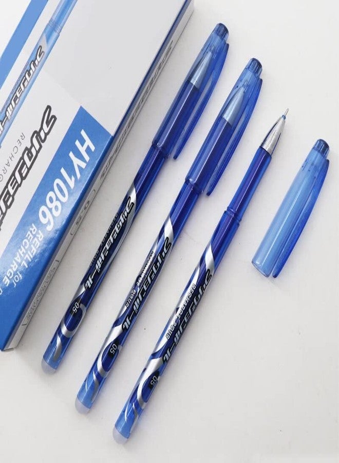Craftacious Blue Ink Erasable Gel Pen Set with Attached Magic Wipe Eraser for Office Bank Home College Schools (0.5mm Nib Size) Gel Pen (Pack of 5) - Image 2