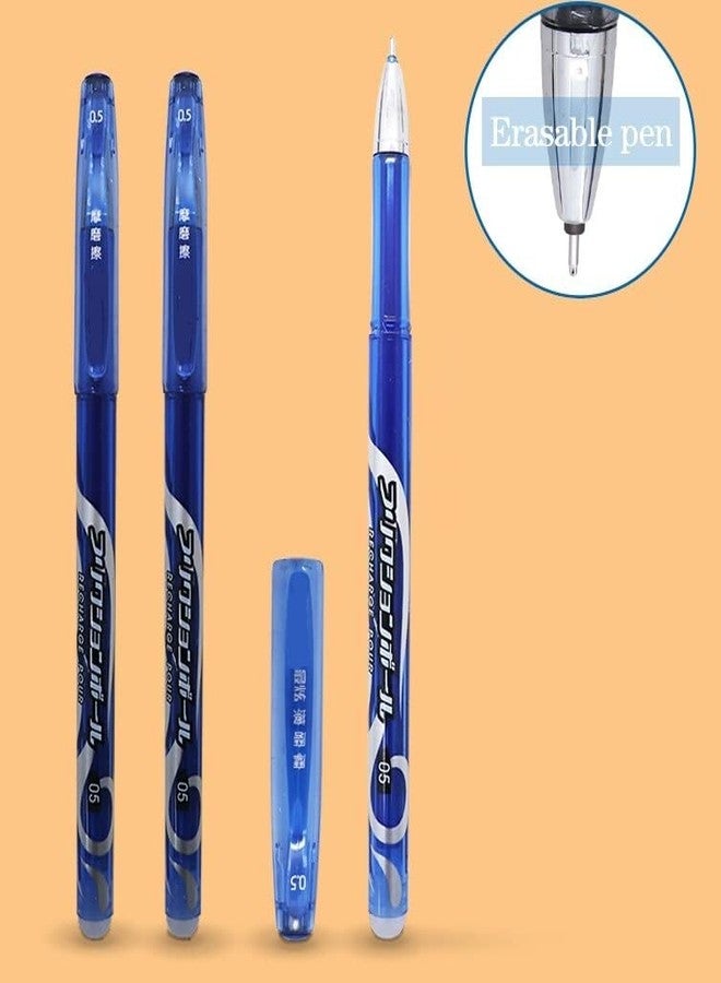 Craftacious Blue Ink Erasable Gel Pen Set with Attached Magic Wipe Eraser for Office Bank Home College Schools (0.5mm Nib Size) Gel Pen (Pack of 5) - Image 3