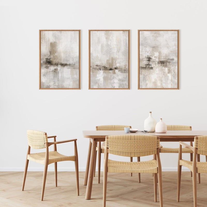 Ausril Large Minimalist Textured Framed Canvas Wall Art Set, Neutral Abstract Wall Decor, Modern Beige Gray Wall Painting, Brown and White Art Print for Living Room, Bedroom, Office 16" Ã— 24" Ã— 3 - Image 5