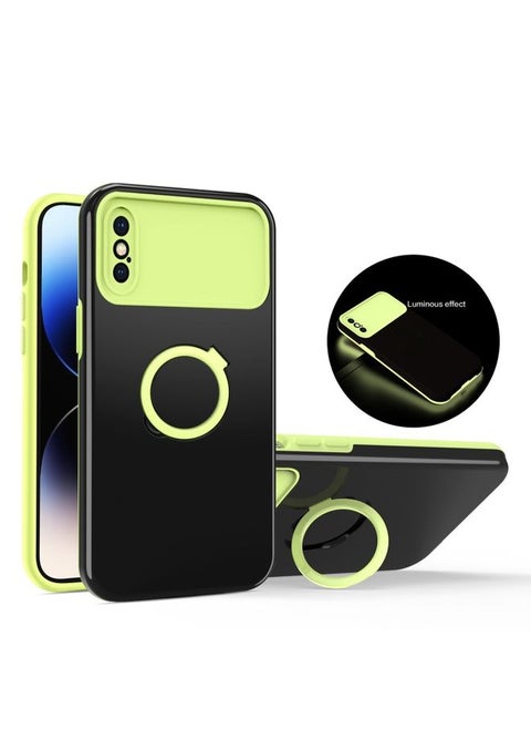Case Cover For iPhone XS / X Luminous Series Ring Holder Phone Case Black + Yellow