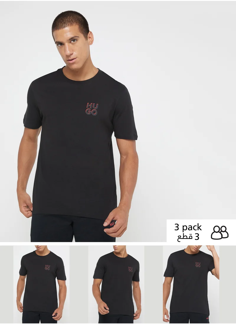 هوجو 3 Pack Logo Crew Neck T-Shirt