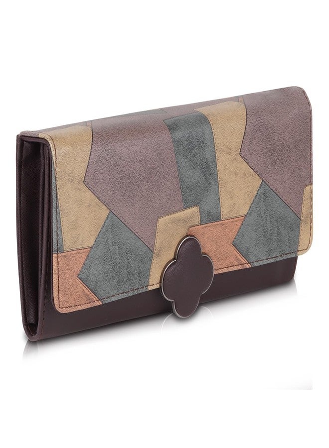 DOSYSO Women's Wallet Multicolor Wallets for Women Stylish Latest with Mobile Phone Space Card Slots Holder Printed Hand Clutch Daily Use Ladies Money Purse Big size Party Clutches Gift for Girls (Brown) - Image 1