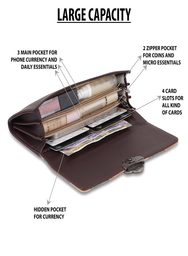 DOSYSO Women's Wallet Multicolor Wallets for Women Stylish Latest with Mobile Phone Space Card Slots Holder Printed Hand Clutch Daily Use Ladies Money Purse Big size Party Clutches Gift for Girls (Brown) - Image 4