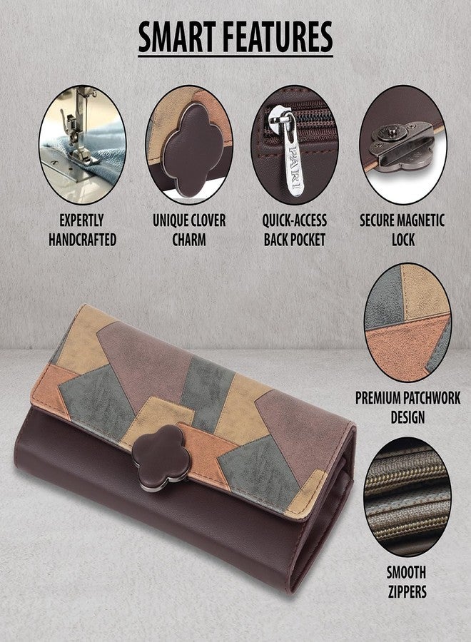DOSYSO Women's Wallet Multicolor Wallets for Women Stylish Latest with Mobile Phone Space Card Slots Holder Printed Hand Clutch Daily Use Ladies Money Purse Big size Party Clutches Gift for Girls (Brown) - Image 5