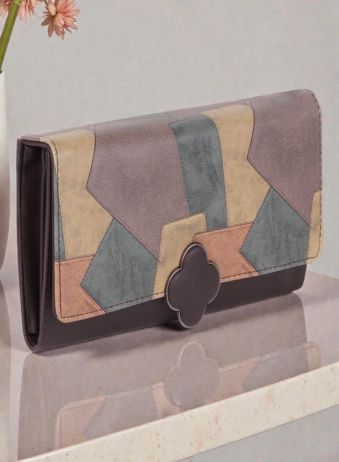 DOSYSO Women's Wallet Multicolor Wallets for Women Stylish Latest with Mobile Phone Space Card Slots Holder Printed Hand Clutch Daily Use Ladies Money Purse Big size Party Clutches Gift for Girls (Brown) - Image 3