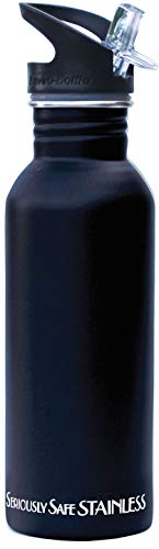 New Wave Enviro Tinted Stainless Steel Water Bottle, 600mL Capacity, Flip & Sip Cap for Easy Hydration, Durable and Lightweight Design, Modern Black Finish - Image 1
