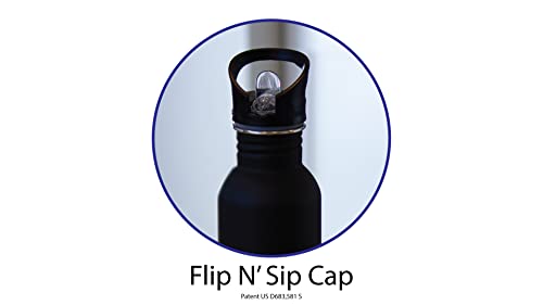 New Wave Enviro Tinted Stainless Steel Water Bottle, 600mL Capacity, Flip & Sip Cap for Easy Hydration, Durable and Lightweight Design, Modern Black Finish - Image 4
