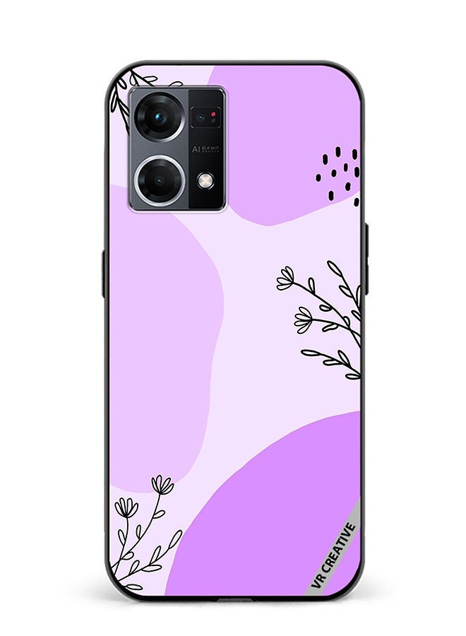 VR CREATIVE Protective Case Cover For Oppo Reno8 4G Purple Flower Design Multicolour - Image 1