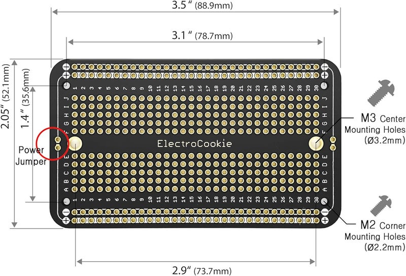ElectroCookie Prototype PCB Solderable Breadboard for Electronics Projects Compatible for DIY Arduino Soldering Projects, Gold-Plated (5 Pack + 1 Mini Board, Matte Black) - Image 4