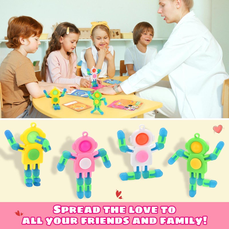 Amplov 28 Pack Valentines Day Gifts for Kids â€” Space Astronaut Robot POP Fidget Spinner Toys with Cards for School Classroom Exchange, Party Favors & Game Prizes, Boys Girls - Image 4