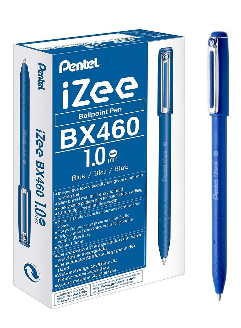 Pentel 12-Piece Izee Ballpoint Pen 1.0mm Tip Blue Ink - Image 1