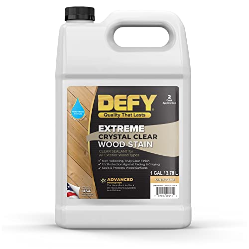 DEFY Extreme Crystal Clear Outdoor Wood Stain and Sealer in One – Clear Waterproof Sealant for Wood Decks, Fences, & Siding, 1 Gal, Made in USA - Image 1