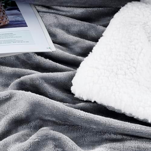 CHANDRAVATI Double Bed Sherpa Blanket | Polyester Micromink Flannel Solid Plain Blanket | Warm, Soft & Comfortable Bedding for Bedroom, Sofa & Travel (Light Grey, Double, 200 TC) - Image 5